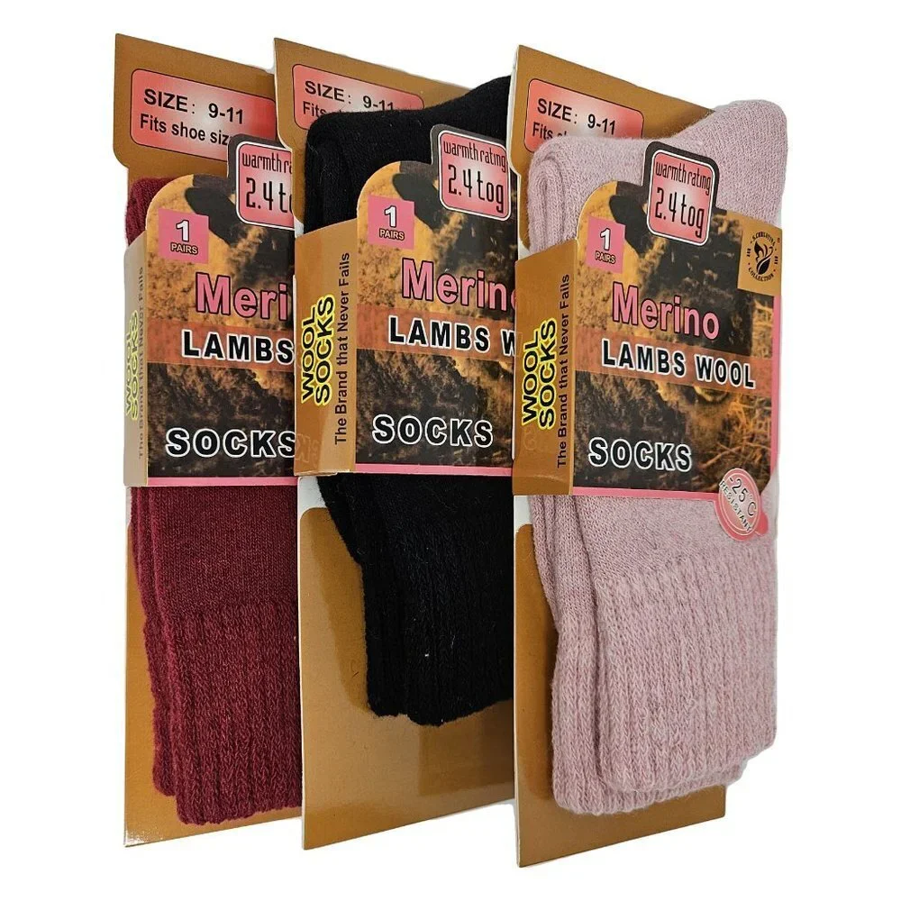 Women's Lamb Wool Socks Warm Winter Hiking Merino Lamb Wool Socks, 3 Pairs, NEW